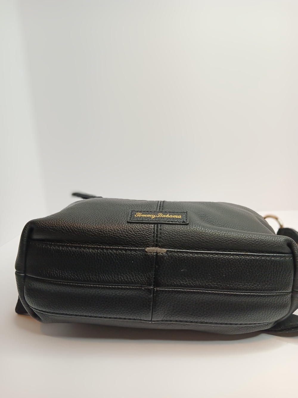 Tommy Bahama Black Leather Crossbody with Gold Hardware - Picture 3 of 5